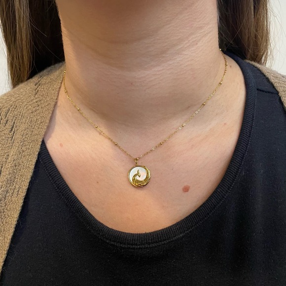 Sea Shell Pendant Phoenix Cameo Chain Necklace - Picture 2 of 8